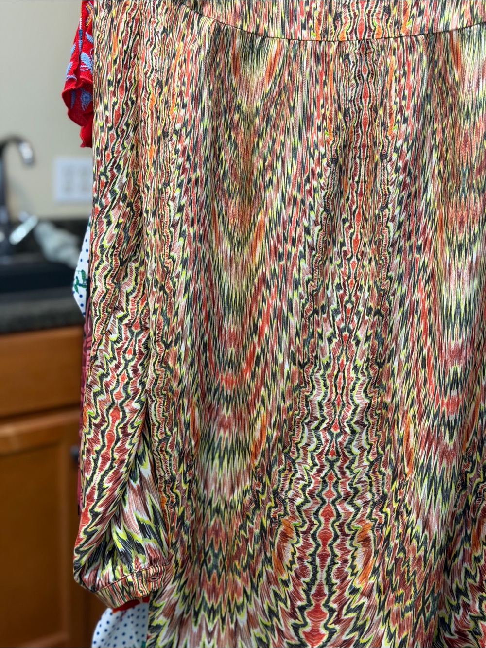 Haute Hippie Multicolor Zigzag Blouse with Tie Neck2035 - Picture 3 of 4